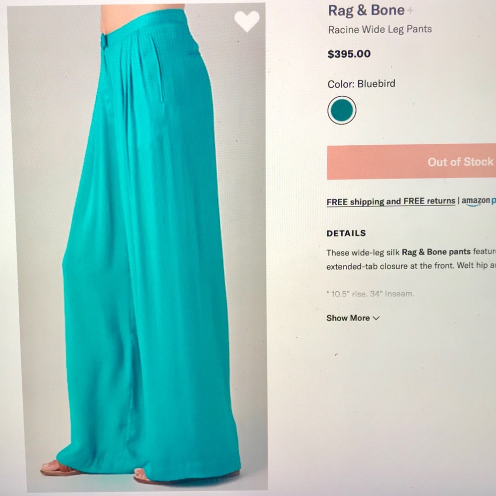 Rag & Bone wide leg Sold Out pant size Large